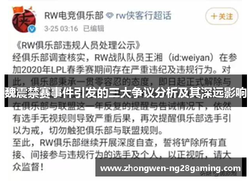 魏震禁赛事件引发的三大争议分析及其深远影响